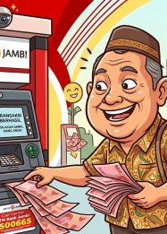 Ilustrasi nasabah tarik tunai di ATM Bank Jambi. (Gemini)